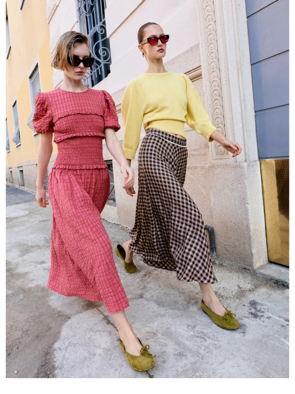 NWT Zara lace gingham midi skirt